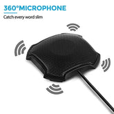 FOKEY Conference Microphone, Microphone for Computers : 3.5mm Plug Mic Table Top Omnidirectional Condenser Boundary Conference Computer Microphone for Skype, VoIP Calls, Black